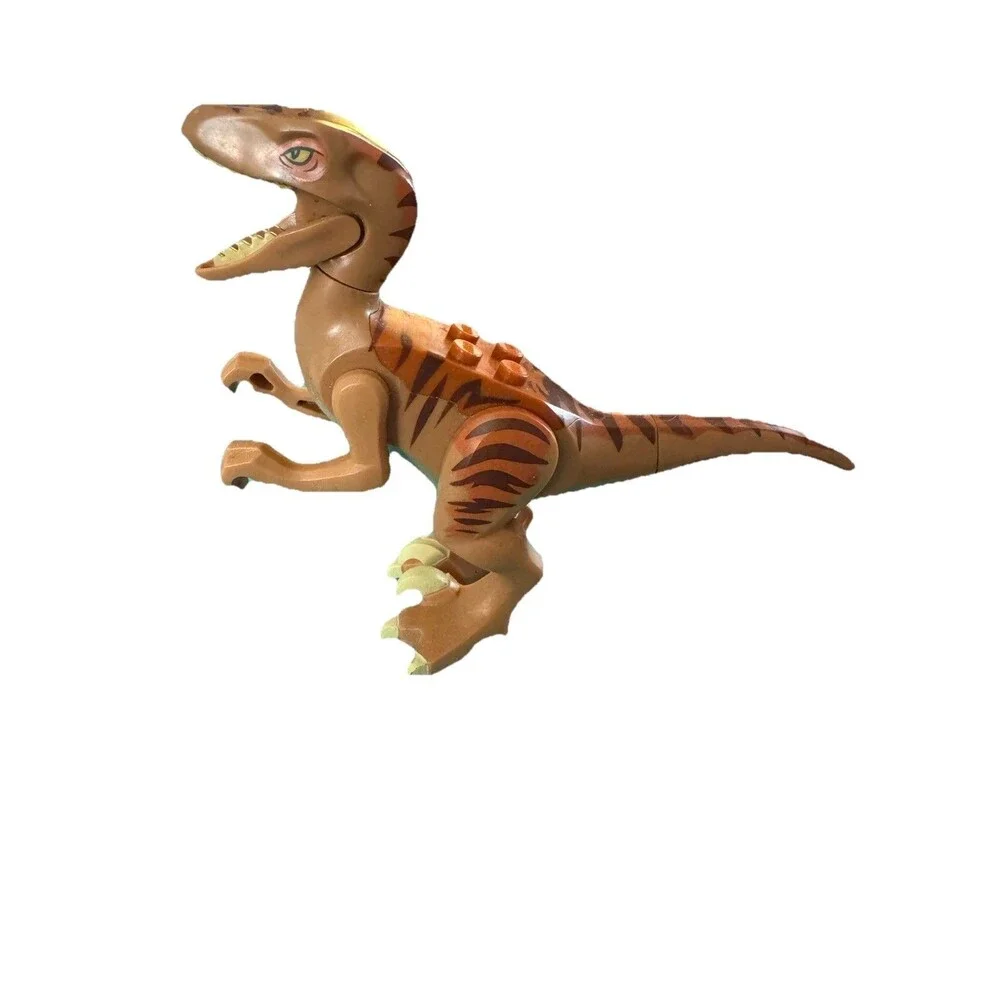 Lego Dino Defense HQ Tan/Orange Brown Stripes Raptor- Moving Jaw